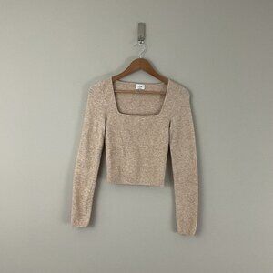 Aritzia Wilfred Palma Knit Sweater in Light Oatmeal Size Medium